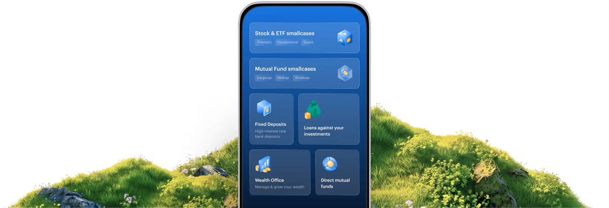 smallcase app interface showing investment options